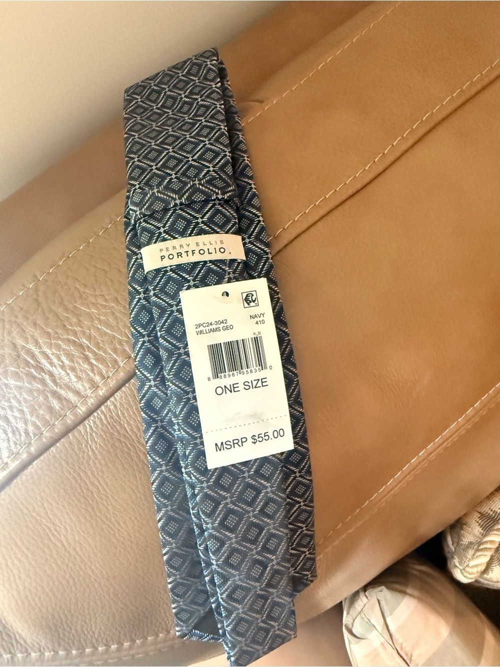 Navy Geometric Silk Tie